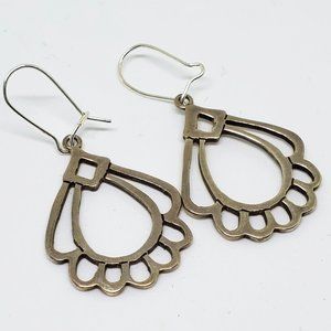 Vintage Sterling Silver Dangle Drop Open Work Southwest Design 925 Earrings